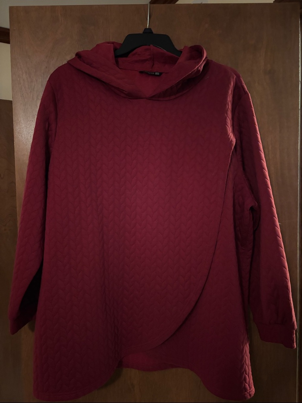 BloomChic Quilted Cowl Neck Sweater Tunic - Burgundy
